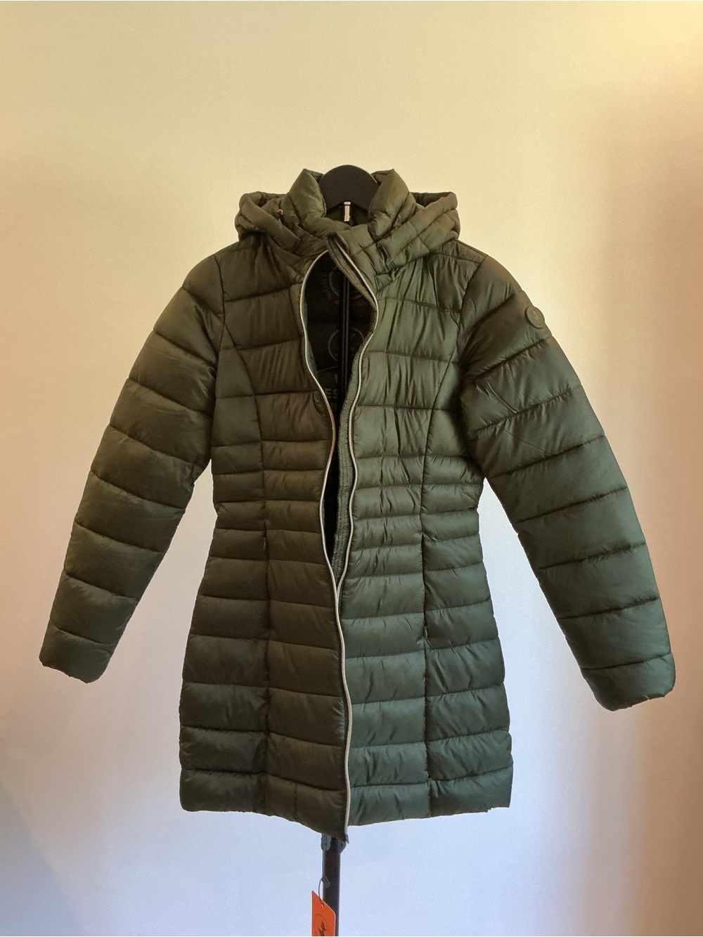 SAVE THE DUCK Women's Hooded Long Puffer Coat - Olive
